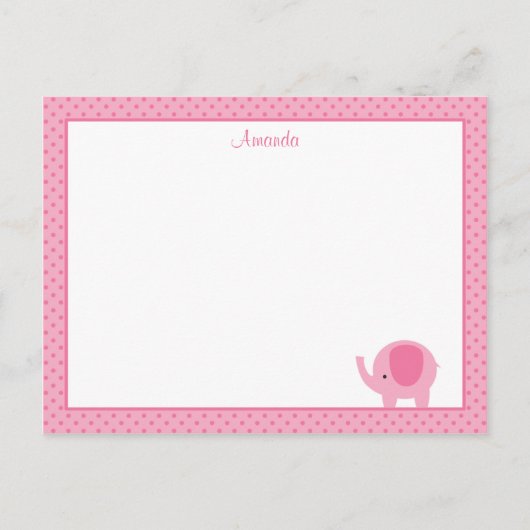 Little Pink Elefant Flat Note Card ポストカード (正面)