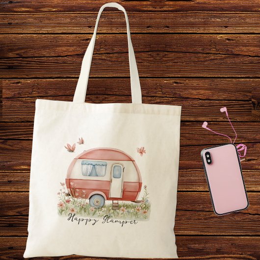 Little Pink Glamper Camper with Butterflies トートバッグ