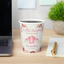 Little Pink Pumpkin watercolor Floral Paper Cups
