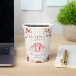 Little Pink Pumpkin watercolor Floral Paper Cups 紙コップ