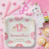 Little Pink Pumpkin Watercolor Floral Paper Plates ペーパープレート (パーティー)