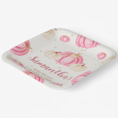 Little Pink Pumpkin Watercolor Floral Paper Plates ペーパープレート (傾斜あり)