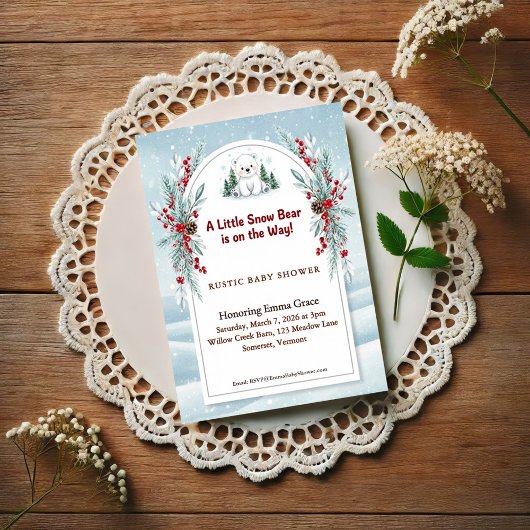 Little Polar Bear Winter Baby Shower Invitation ポストカード