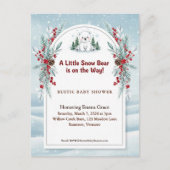 Little Polar Bear Winter Baby Shower Invitation ポストカード (正面)