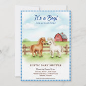 Little Pony Baby Boy Shower Gingham Invitation 招待状 (正面)