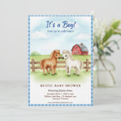 Little Pony Baby Boy Shower Gingham Invitation 招待状 (スタンド正面)
