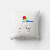 Little Prayer Bird Throw Pillow クッション (正面)