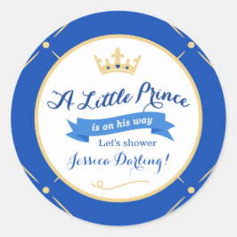 Little Prince Baby Showerスタンプ |青王室の色 ラウンドシール