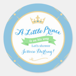 Little Prince Baby Showerスタンプ |青+緑 ラウンドシール