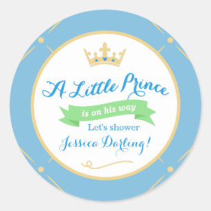 Little Prince Baby Showerスタンプ 青+緑 ラウンドシール