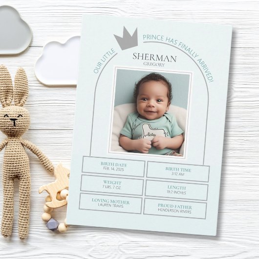 Little Prince Birth Announcement Card 招待状