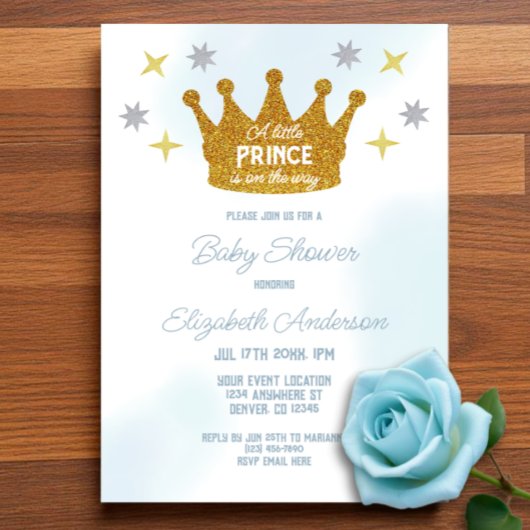 Little Prince Boy Baby Shower アクリル招待状