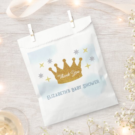 Little Prince Boy Baby Shower フェイバーバッグ (クリップ留めされた状態)