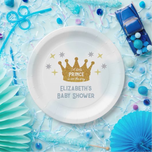 Little Prince Boy Baby Shower ペーパープレート (パーティー)