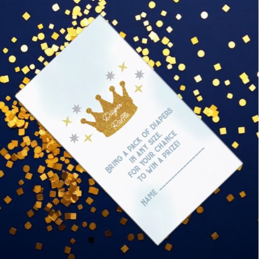 Little Prince Boy Baby Shower Diaper Raffle エンクロージャーカード