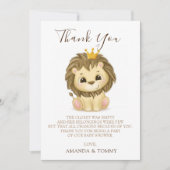 Little Prince Lion Boy Baby Shower Thank You サンキューカード (正面)