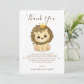Little Prince Lion Boy Baby Shower Thank You サンキューカード (スタンド正面)