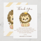 Little Prince Lion Boy Baby Shower Thank You サンキューカード (正面/裏面)