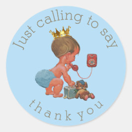 Little Prince on Phone Thank You Baby Shower ラウンドシール
