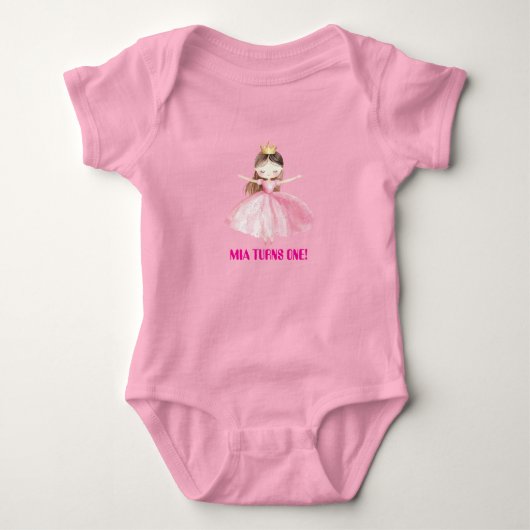 Little Princess 1st Birthday Baby Bodysuit Girl ベビーボディスーツ (正面)