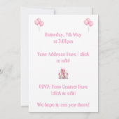 Little Princess 1st Birthday Invitation Girls 👑 招待状 (裏面)