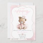 Little Princess Baby Shower Invitation with Teddy  招待状 (正面)