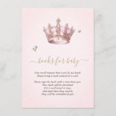 Little Princess Crown Pearls Dots Baby Shower エンクロージャーカード (正面)
