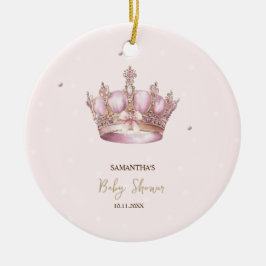 Little Princess Crown Pearls Dots Baby Shower セラミックオーナメント