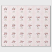 Little Princess Crown Pearls Dots Baby Shower ラッピングペーパー (フラット)