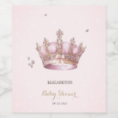 Little Princess Crown Pearls Dots Baby Shower ワインラベル (シングルラベル)