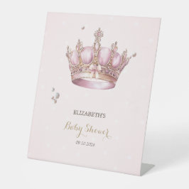 Little Princess Crown Pearls Dots Baby Shower 台座サイン