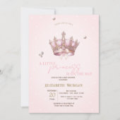 Little Princess Crown Pearls Dots Baby Shower 招待状 (正面)