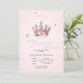 Little Princess Crown Pearls Dots Baby Shower 招待状 (スタンド正面)