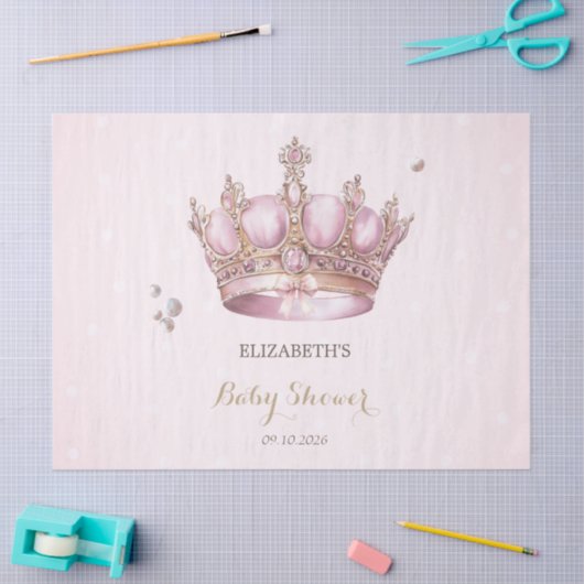 Little Princess Crown Pearls Dots Baby Shower 薄葉紙 (クラフト)