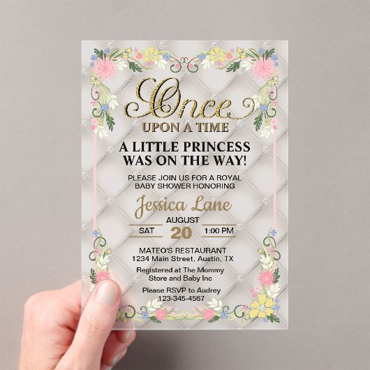 Little Princess Is On The Way Girl Baby Shower アクリル招待状 (インサイチュ (ポータブル))