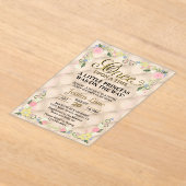 Little Princess Is On The Way Girl Baby Shower アクリル招待状 (レイダウン)