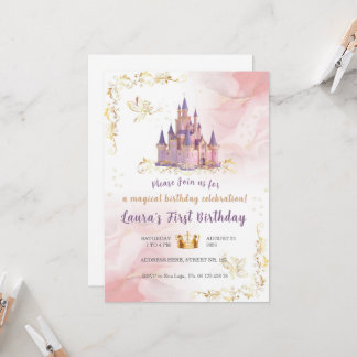 Little princess Theme invitaion. Kids party. 招待状