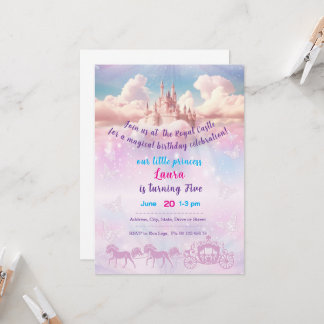 Little princess Theme invitaion. Kids party. 招待状