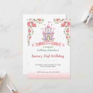 Little princess Theme invitaion. Kids party. 招待状