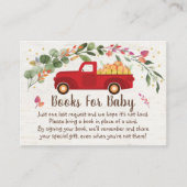 Little Pumpkinトラック赤ちゃんシャワーブックリクエスト エンクロージャーカード (正面)