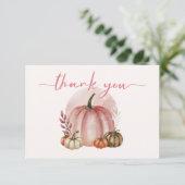 Little Pumpkin女の子の赤ちゃんシャワーありがとう空白の サンキューカード (スタンド正面)