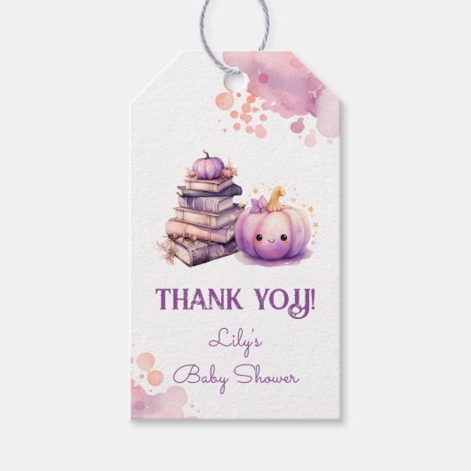 Little Pumpkin新しいチャプター赤ちゃんシャワー感謝していユー ギフトタグ (正面)