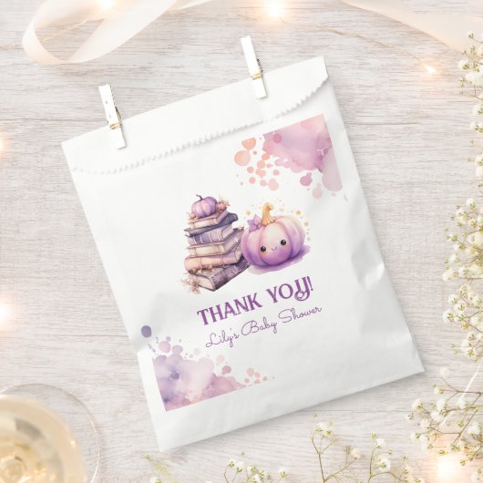 Little Pumpkin新しいチャプター赤ちゃんシャワー感謝していユー フェイバーバッグ (クリップ留めされた状態)