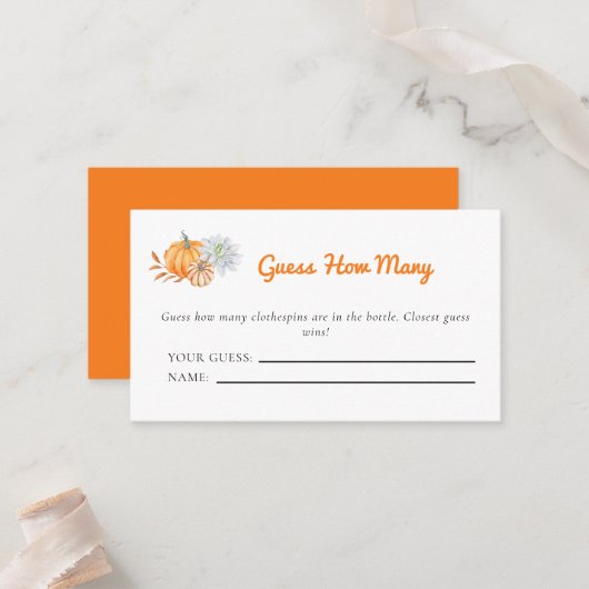 Little Pumpkin赤ちゃんシャワーいくつゲームを推測 プレイスカード (正面/裏面インサイチュ)