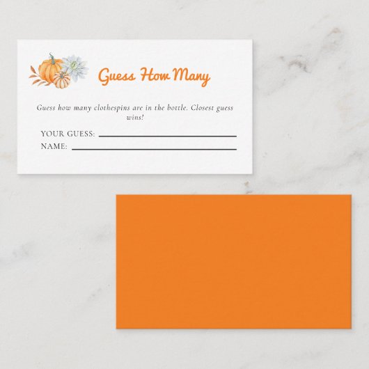 Little Pumpkin赤ちゃんシャワーいくつゲームを推測 プレイスカード (正面/裏面)