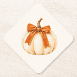 Little Pumpkin オレンジリボン | 秋のベビーシャワー ペーパーコースター
