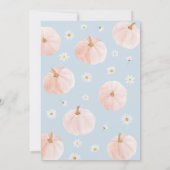Little Pumpkin 1st Birthday Daisies Blue Pink Bow 招待状 (裏面)