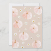 Little Pumpkin 1st Birthday Daisies Neutral Bow 招待状 (裏面)