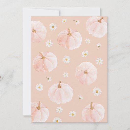 Little Pumpkin 1st Birthday Daisies Peach Bow 招待状 (裏面)