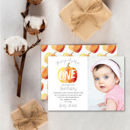 Little Pumpkin 1st Birthday Photo サンキューカード